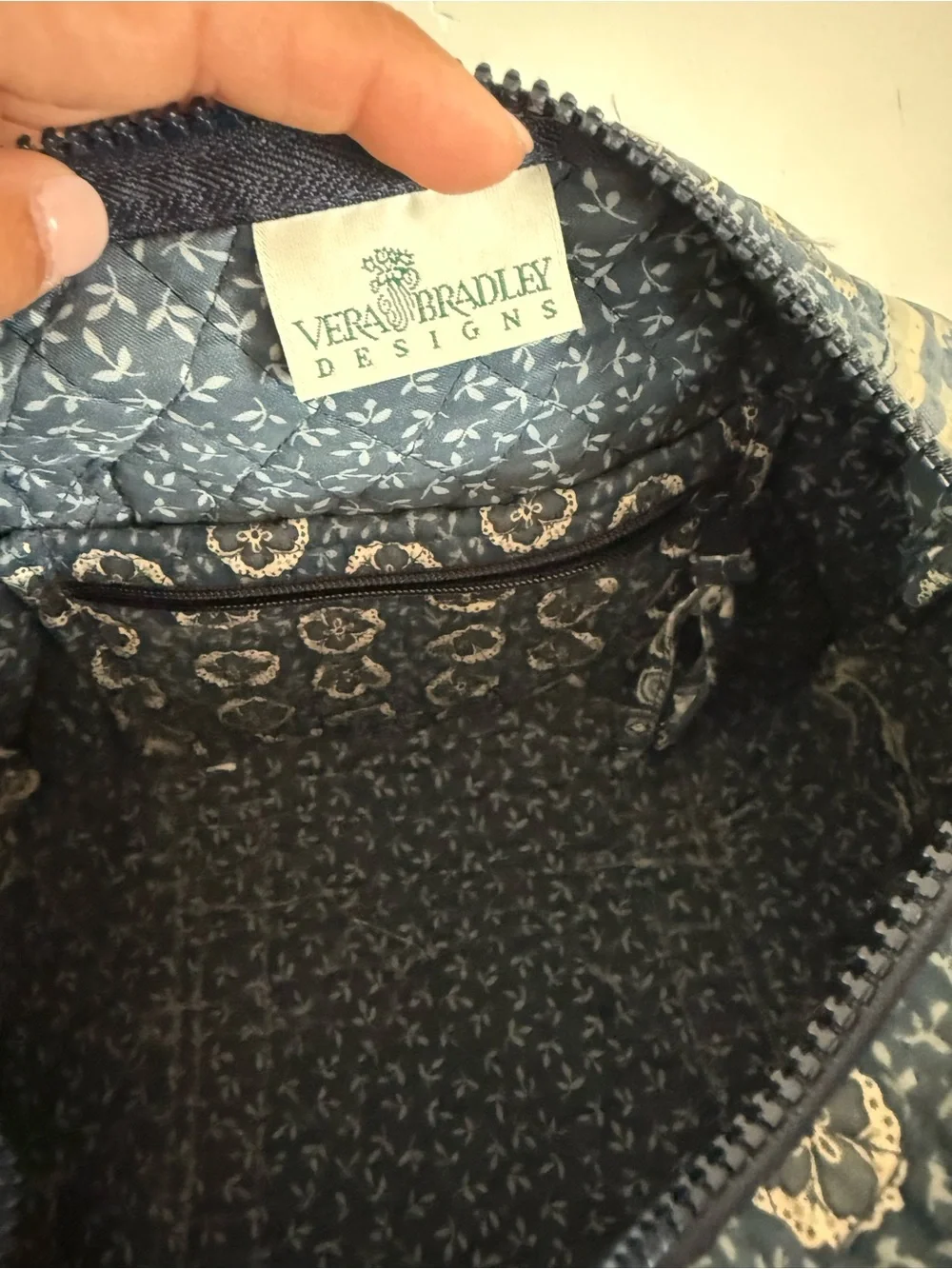 vintage Vera Bradley small Duffel Bag purse retired Indigo paisley pattern